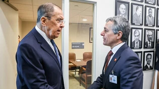 Der russische Aussenminister Sergej Lawrow bei einem Treffen mit Aussenminister Ignazio Cassis im Januar in New York. (Archivbild)