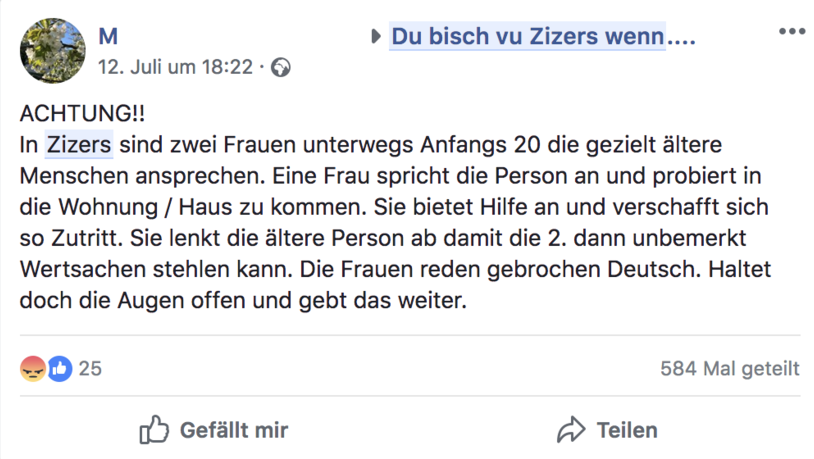 Screenshot des Facebook-Posts