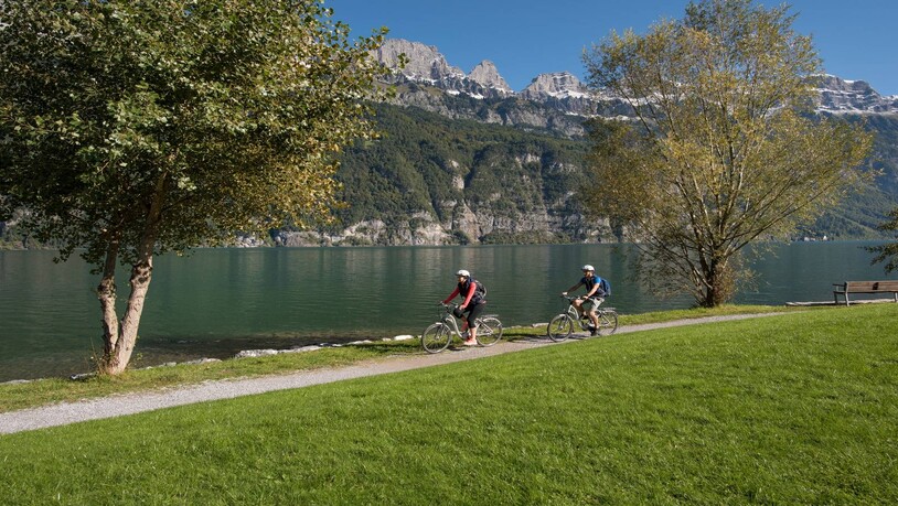 Genussvoll: E-Bike-Tour am fjordähnlichen Walensee mit Blick auf die Churfirsten.