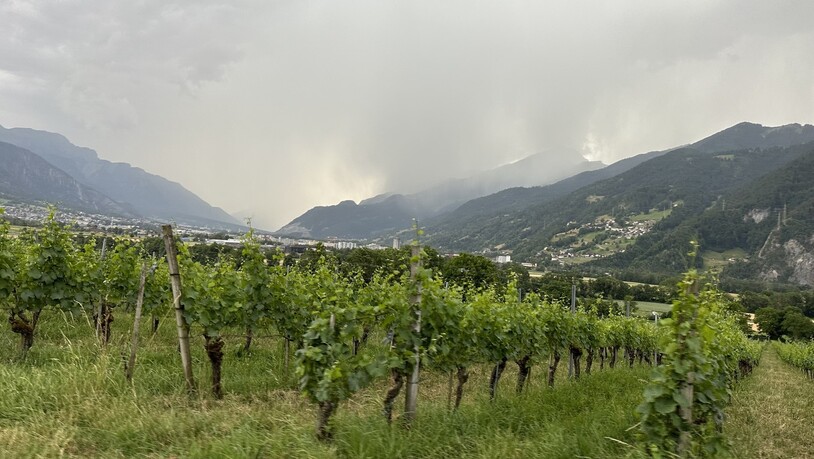 Kurz vor dem Blitzeinschlag: Die Gewitterfront war am Donnerstagabend nach 19 Uhr oberhalb von Mastrils gut zu sehen.