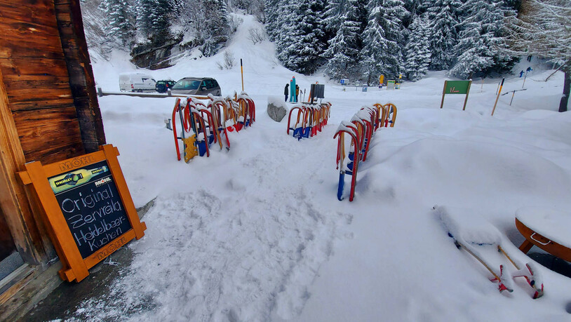 Der Rückweg nach Vals kann mit dem Schlitten gemacht werden.