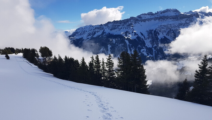 Neu signalisierter ist der Schneeschuhtrail Plattis am Flumserberg.