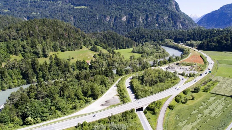 Streckenabschnitt der A13 beim Reichenau.