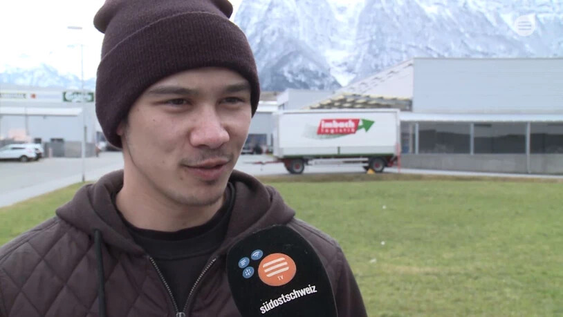 Yannick Tinner empfängt TV Südostschweiz in seiner Mittagspause. Screenshot