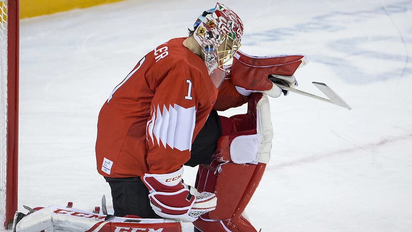 Ein enttäuschter Jonas Hiller nach dem Achtelfinal-Out gegen Deutschland