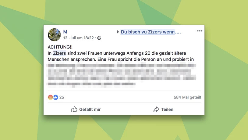 Der Facebook-Post, in welchem die Masche der Betrügerinnen erklärt wird.