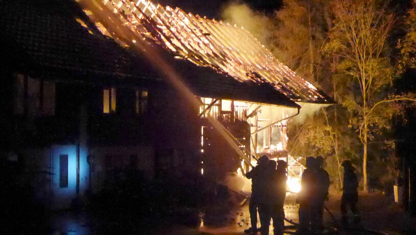 Bei einem Scheunenbrand in Wuppenau sind zwei Menschen verletzt worden. Der entstandene Sachschaden wird auf mehrere 100'000 Franken beziffert.