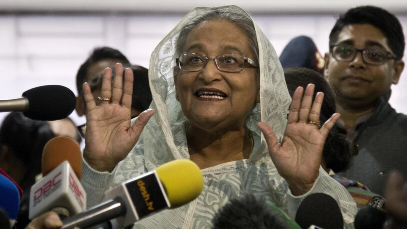 Die amtierende Regierungschefin Sheikh Hasina erklärt sich schon mal als Siegerin.