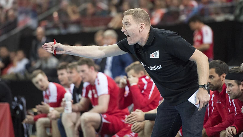 Handball-Nationaltrainer Michael Suter wie man ihn kennt: mit vollem Einsatz