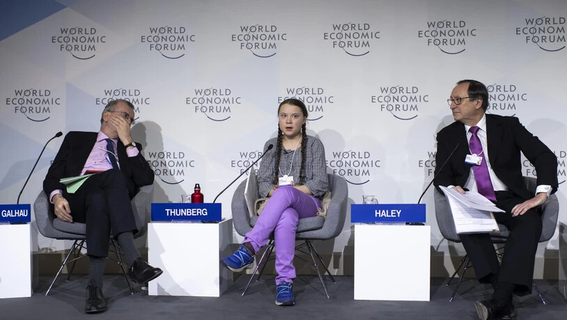 Klimaaktivistin Greta Thunberg an einer Panel-Session.