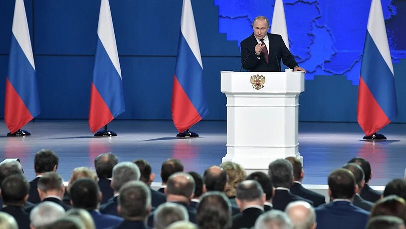 Der russische Präsident Wladimir Putin bei seiner 15. Rede an die Nation.