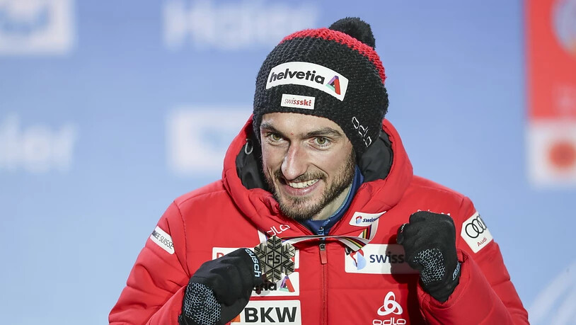 Sorgte an der Nordisch-WM in Seefeld für den Höhepunkt aus Schweizer Sicht: Skispringer Killian Peier mit seiner Bronzemedaille von der Grossschanze