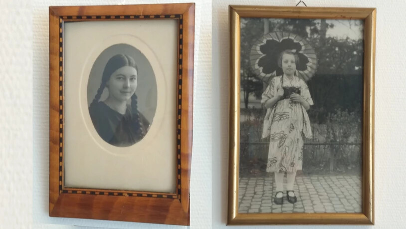 Diese zwei Fotoporträts zeigen Alice Vonmoos in ihren Kinder- und Jugendjahren und hängen in ihrem Zimmer im Seniorenzentrum.