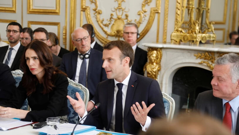 Frankreichs Staatspräsident Emmanuel Macron und die neuseeländische Premierministerin Jacinda Ardern am Mittwoch am "Christchurch-Gipfel" in Paris, bei dem sie dem Online-Terror den Kampf ansagten.