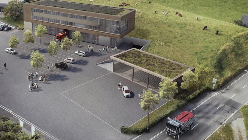 Ja zum neuen Gemeindehaus: Auf dem Parkplatz Dorf in Gommiswald entsteht ein Grossprojekt.Visualisierung Gemeinde Gommiswald