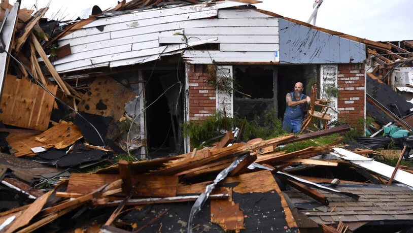 Von einem Tornado zerstörtes Haus in Abilene, Texas.