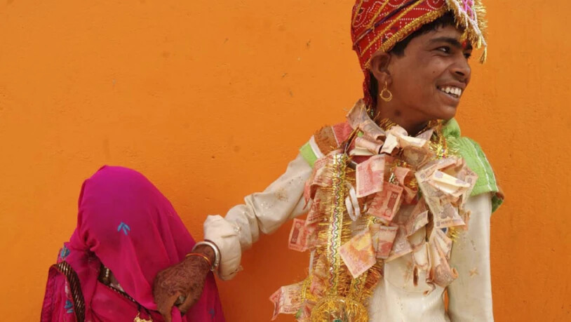 Ein 14-jähriger Bräutigam aus Indien mit seiner 12-jährigen Braut. (Archivbild)