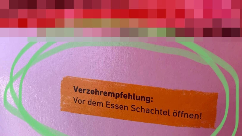 Dieser Hinweis auf einer Burger-Verpackung brauchte wohl etwas Fantasie und Humor.