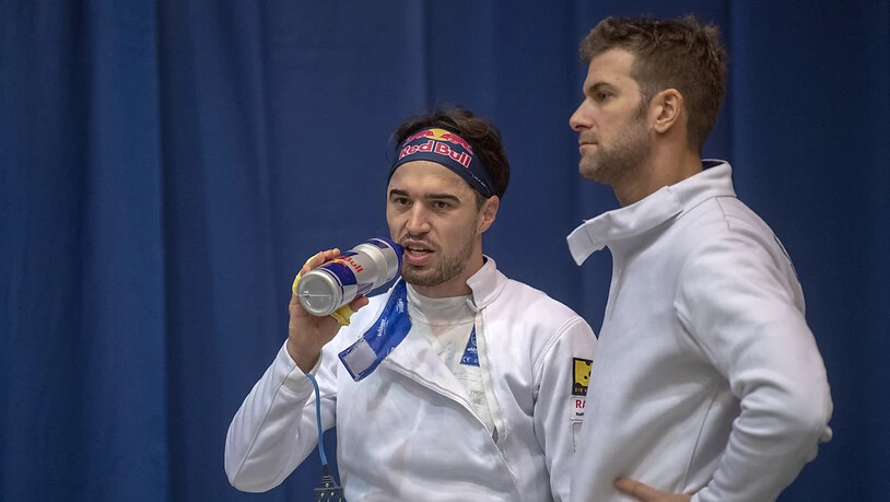 Max Heinzer (links) und Benjamin Steffen treten im WM-Teamwettbewerb der Degenfechter mit der Schweiz als Titelverteidiger an