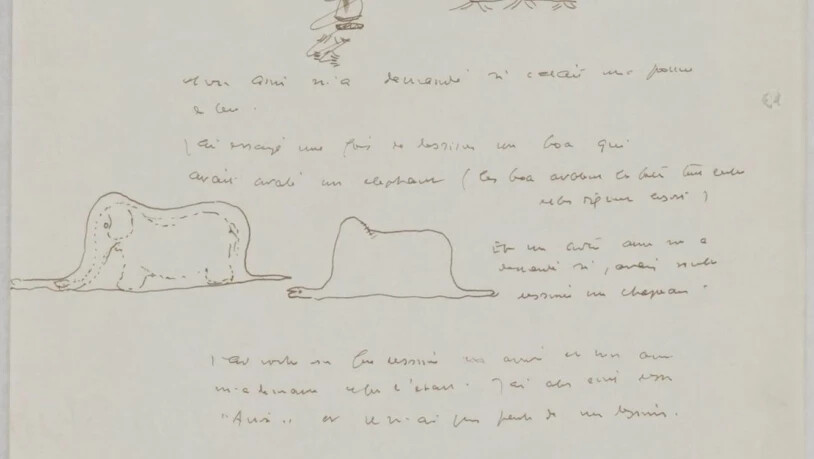 Zu Weltruhm kam die Schlange, die einen Elefanten verschluckt hat, im Buch "Le petit prince". Bevor das Werk 1943 erstmals publiziert wurde, hat der Autor Antoine de Saint-Exupéry Skizzen davon gezeichnet, die nun in Winterthur gefunden wurden.