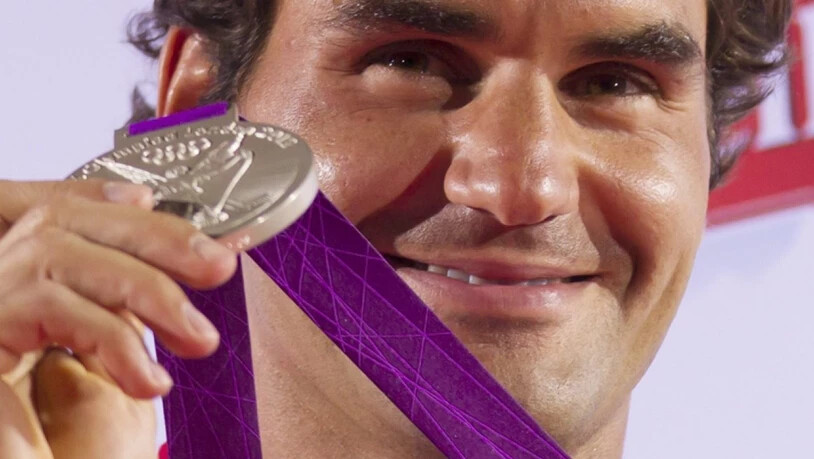 Krönung knapp verpasst: In London 2012 verlor Federer den Olympiafinal in Wimbledon gegen Andy Murray und gewann im Einzel die Silbermedaille