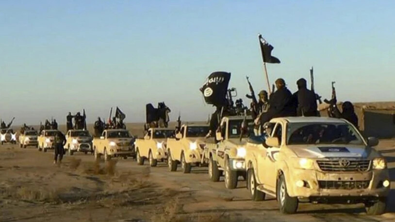 Ein Konvoi von Kämpfern der Terrormiliz Islamischer Staat (IS) auf dem Weg von ihrer damaligen "Hauptstadt" Rakka in Syrien in den Irak (Aufnahme von 2014).