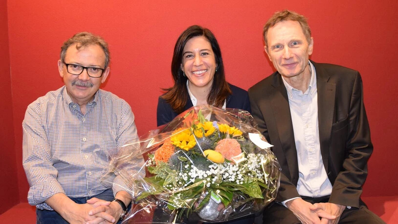 Der amtierende MAZ-Direktor Diego Yanez, seine Nachfolgerin Martina Fehr und Stiftungsrat Res Strehle (von links).