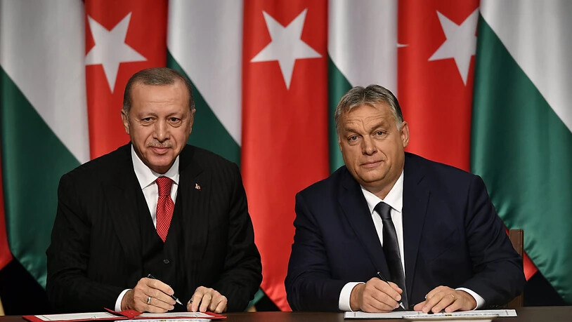 Der ungarische Ministerpräsident Viktor Orban (r) empfing den türkischen Präsidenten Recep Tayyip Erdogan in Budapest.