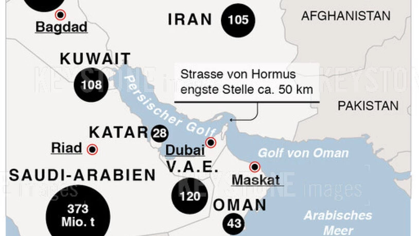 Der Seeweg vom Golf von Oman durch das Nadelöhr von Hormus in den Persischen Golf ist ein wichtiger Transportweg für Öltanker. (Archiv)
