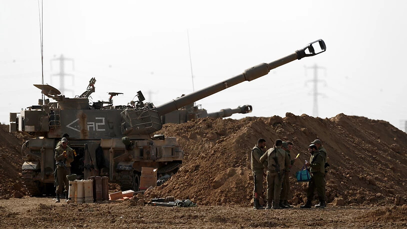 Artilleriesoldaten der israelischen Armee bei Sderot an der Grenze zum Gazastreifen.