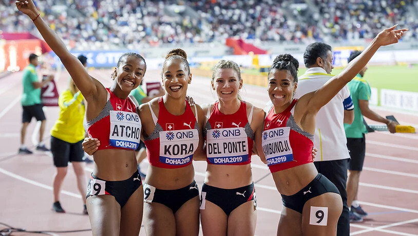 Die Schweizer 4x100-m-Staffel verpasste an den Weltmeisterschaften in Doha eine Medaille nur knapp