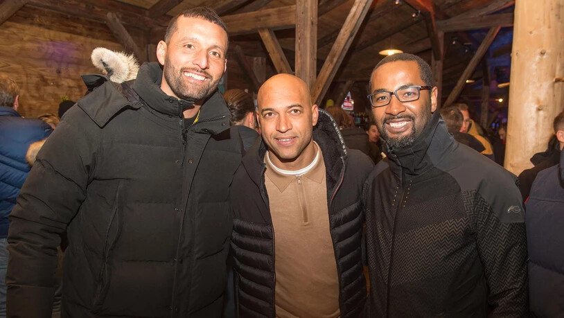 Kevin Kuranyi, Dede und Cacau (von links) strahlen in Arosa um die Wette.