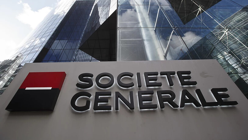 Weniger Gewinn als im Jahr zuvor: Logo der Bank Société Générale in Paris (Archivbild).