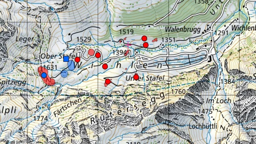 Die Markierungen von Wichlen in Glarus.