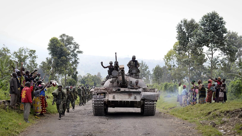 Soldaten der kongolesischen Armee auf dem Weg nach Rumangabo, rund 30 Kilometer von der Hauptstadt Goma entfernt. (Archivbild)