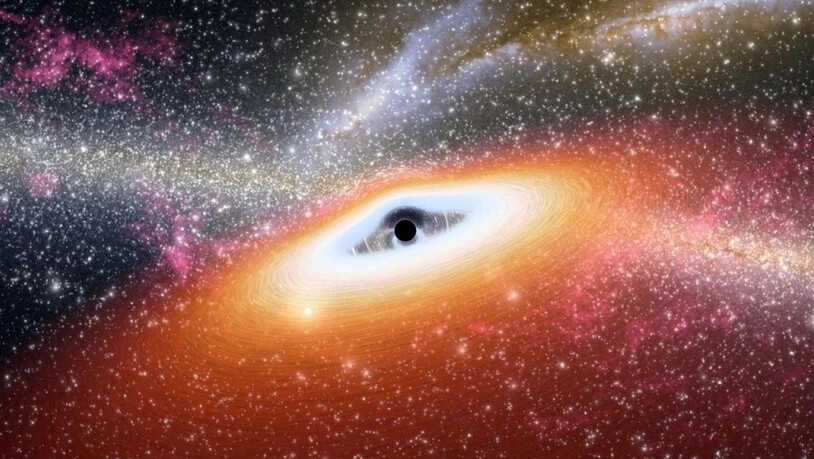 Künstler-Illustration eines Schwarzen Lochs. Das jetzt entdeckte erdnächste Schwarze Loch sieht man dagegen nicht, sondern man schliesst seine Existenz aus der Tatsache, dass ein Stern es umkreist. (Symbolbild)