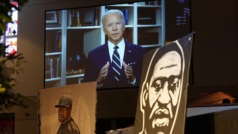 Der demokratische US-Präsidentschaftsbewerber Joe Biden in seiner Videobotschaft anlässlich der Beerdigung von George Floyd.