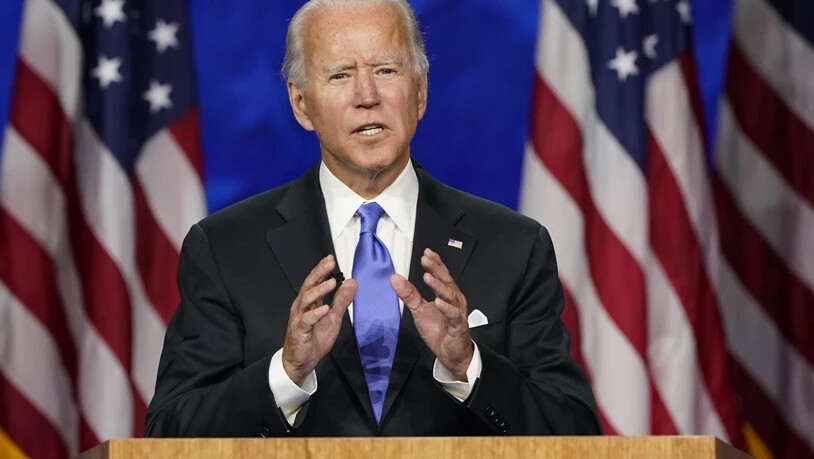 Joe Biden, demokratischer Präsidentschaftskandidat, spricht während des Parteitages. Foto: Andrew Harnik/AP/dpa