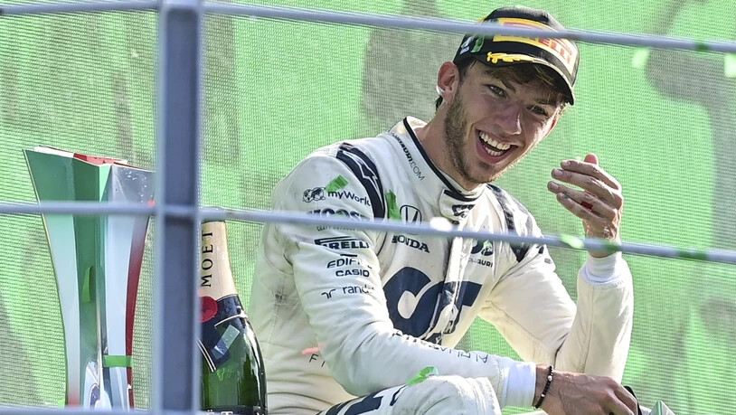 Freude pur: Pierre Gasly nach seinem Überraschungssieg in Monza
