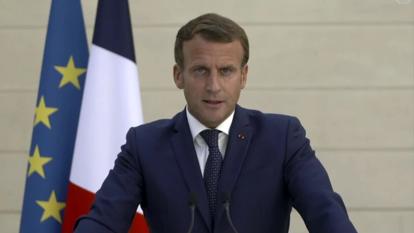SCREENSHOT - Emmanuel Macron, Präsident von Frankreich, spricht anlässlich des Beginns der UN-Generaldebatte. Foto: Uncredited/UNTV/AP/dpa - ACHTUNG: Nur zur redaktionellen Verwendung im Zusammenhang mit der aktuellen Berichterstattung und nur mit…