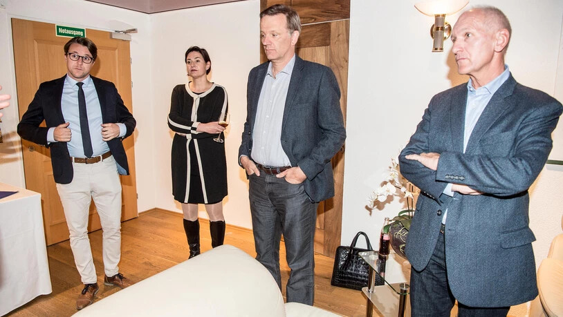 Die Landammann Wahlen in Davos. Von Links: Philipp Wilhelm, Valérie Favre Accola, Christian Stricker und Peter Engler.