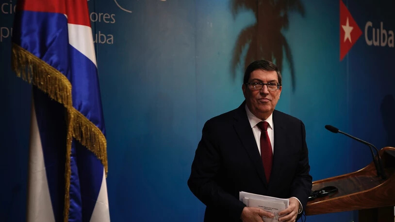 ARCHIV - Bruno Rodriguez, Außenminister von Kuba, spricht auf einer Pressekonferenz. Foto: Ramon Espinosa/AP/dpa