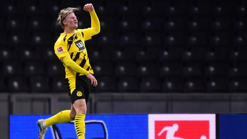 Der Mann des Samstags: Dortmunds Erling Haaland mit seinen vier Toren gegen Hertha Berlin