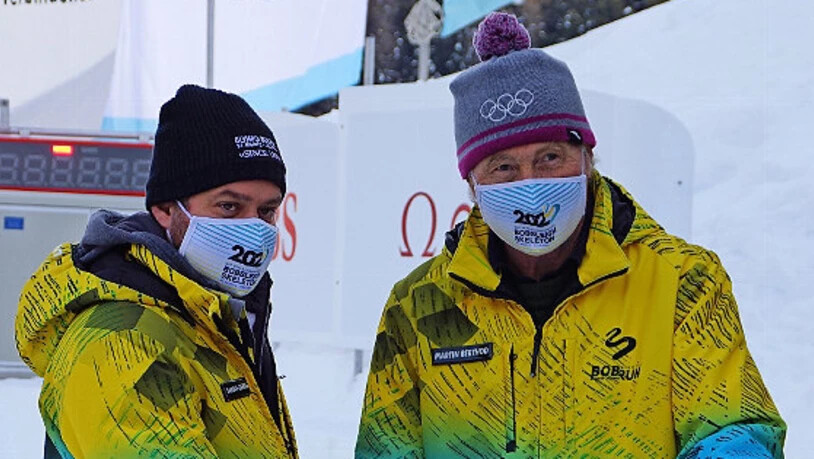 Startklar: Damian Gianola (links) und Sportsekretär Martin Berthod eröffnen  die Anlage in St. Moritz.