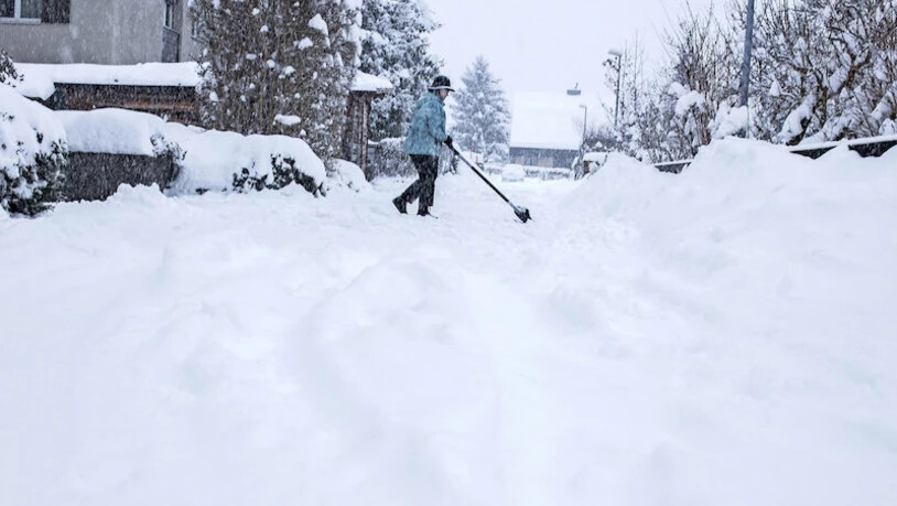 Zweimal ein halber Meter: Im Januar schneit es im Glarnerland gleich zweimal heftig. Doch Föhn und Regen blasen und spülen die weisse Pracht bald wieder weg – dort, wo ihnen nicht schon die Schneeschaufel zuvorgekommen ist, so wie hier in Mollis. Bild Sas