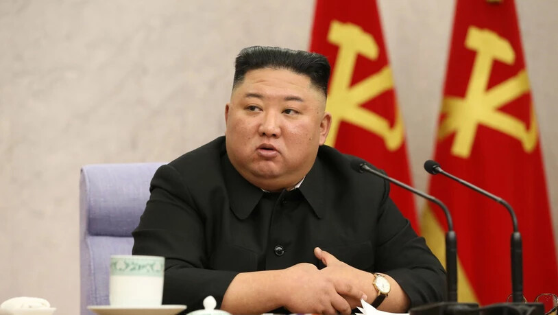 HANDOUT - Dieses von der staatlichen nordkoreanischen Nachrichtenagentur KCNA am 11.02.2021 zur Verfügung gestellte Foto zeigt Kim Jong Un, Machthaber von Nordkorea, während der Generalversammlung des Zentralkomitees der Partei der Arbeit Koreas. ACHTUNG…