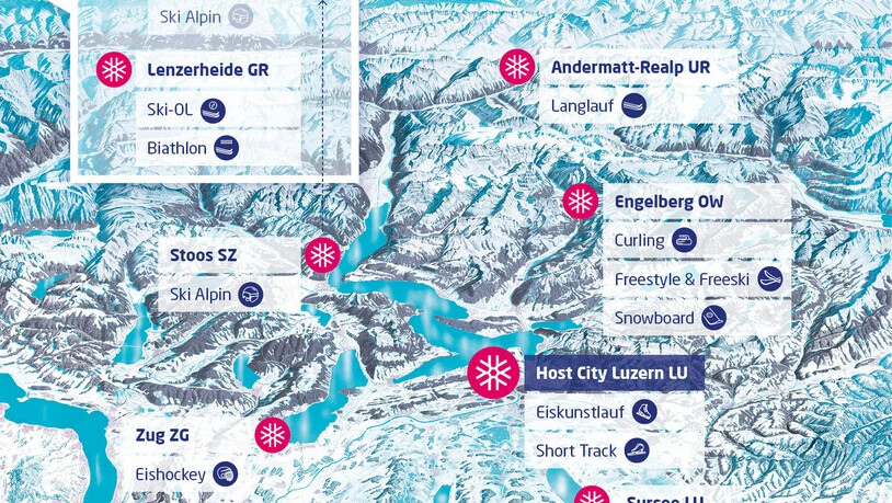 Die Austragungsorte der Winteruniversiade 2021.