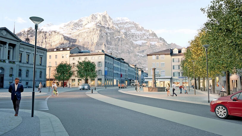 Konzept von 2016 bleibt im Rennen: Der Kanton sistiert sein Projekt für die Kantonsstrasse, die Gemeinde Glarus will für den ganzen öffentlichen Raum planen.