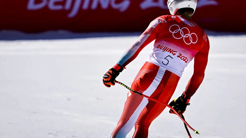 Marco Odermatt während des olympischen Abfahrtstrainings in Yanqing.