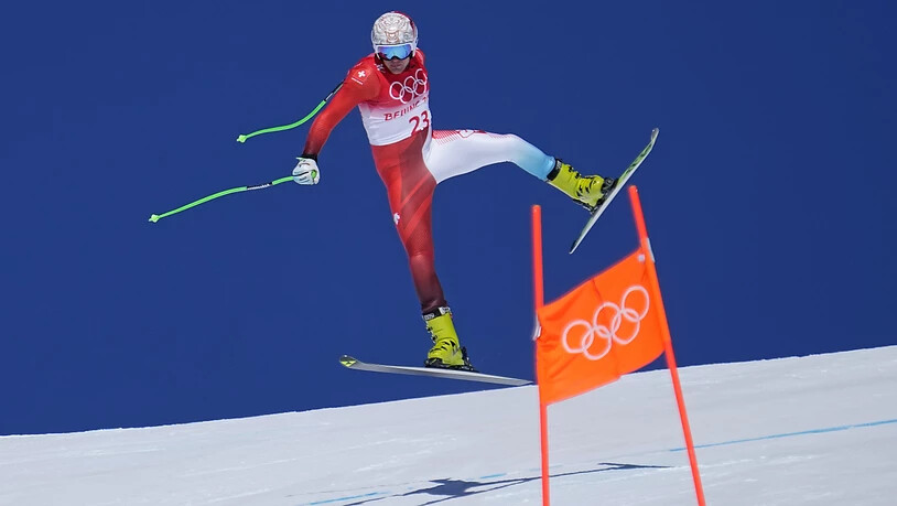 Schnell, aber auf Abwegen: Stefan Rogentin im ersten Training auf der Olympia-Abfahrt
